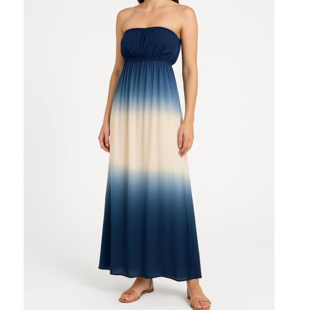 YA Los Angeles Elegant Ombre Strapless Maxi Dress